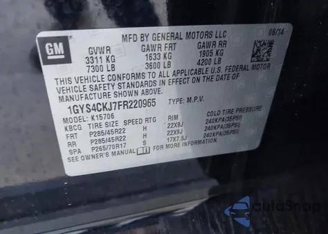 2015 Cadillac Escalade Premium z USA, uszkodzony, nr VIN 1GYS4CKJ7FR220965